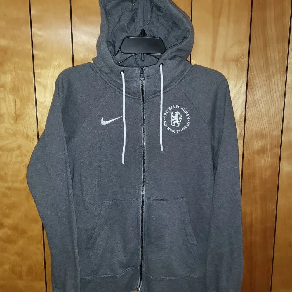 CHELSEA FC Women's Hoodie SMALL Nike Full Zip Up Nothing Stops Up GRAY C3 - Picture 7 of 7